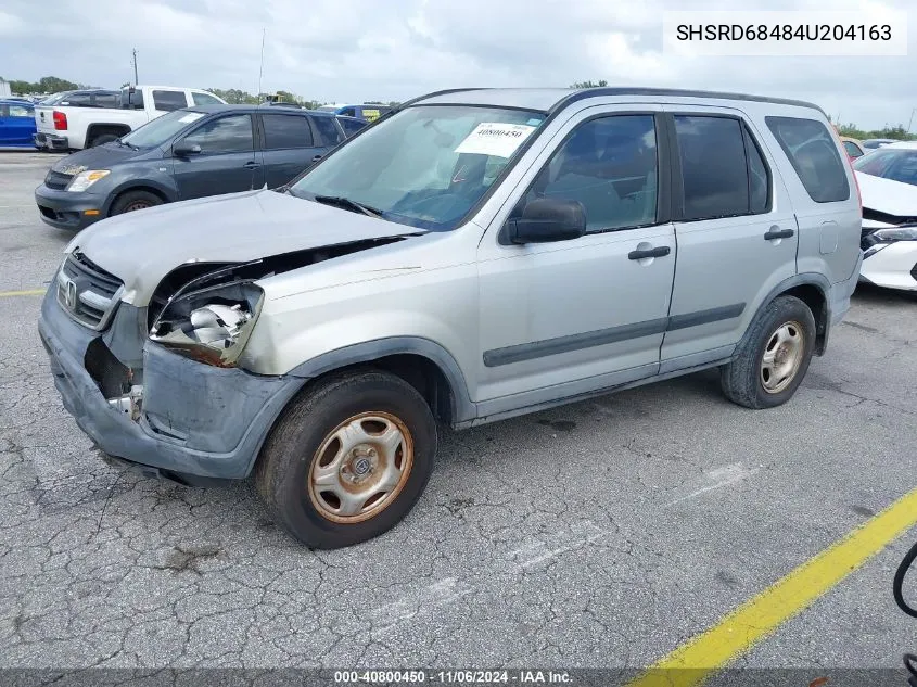 2004 Honda Cr-V Lx VIN: SHSRD68484U204163 Lot: 40800450