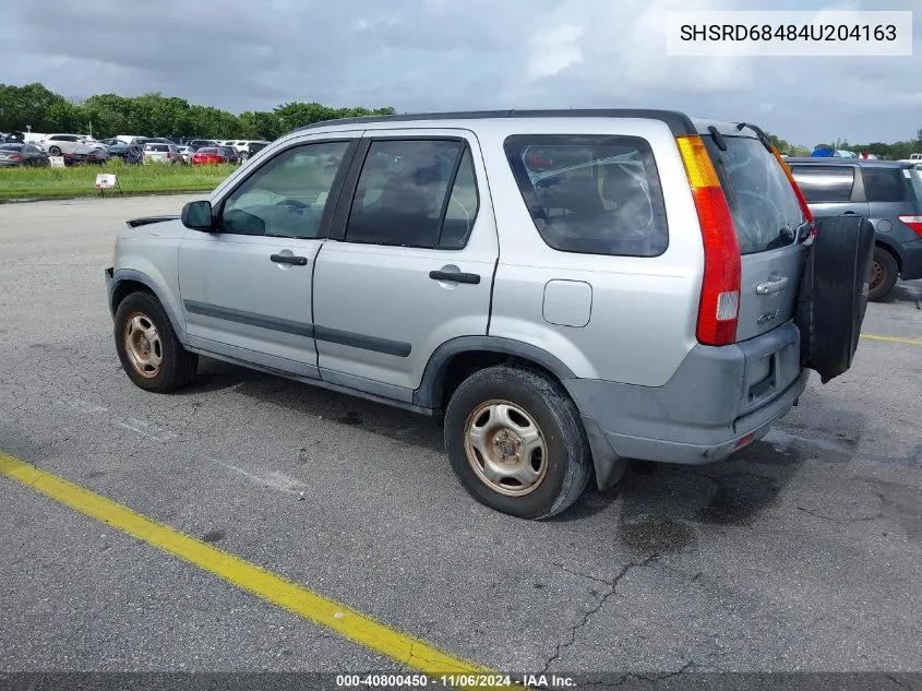 2004 Honda Cr-V Lx VIN: SHSRD68484U204163 Lot: 40800450