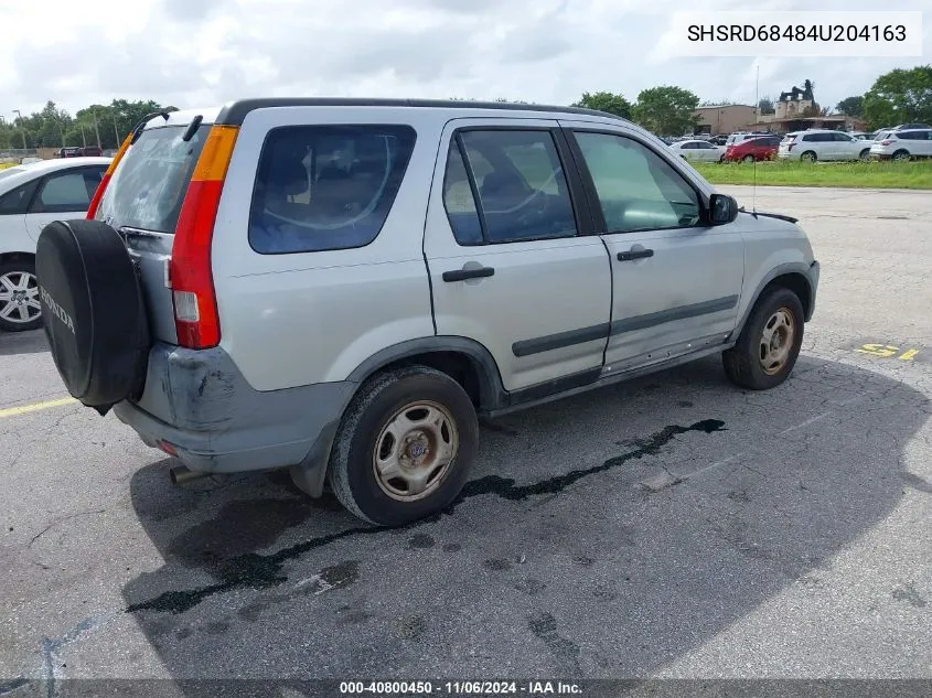 2004 Honda Cr-V Lx VIN: SHSRD68484U204163 Lot: 40800450