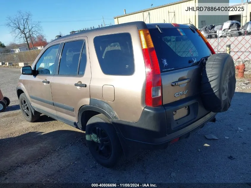 2004 Honda Cr-V Ex VIN: JHLRD78864C022025 Lot: 40806696