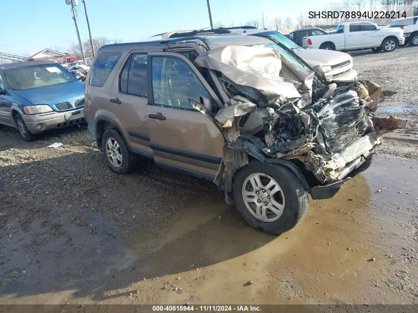 2004 Honda Cr-V Ex VIN: SHSRD78894U226214 Lot: 40815944