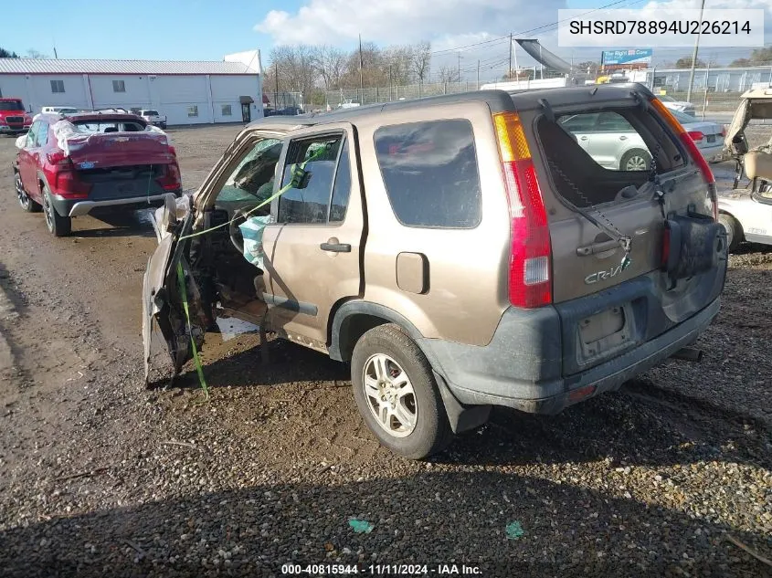 2004 Honda Cr-V Ex VIN: SHSRD78894U226214 Lot: 40815944