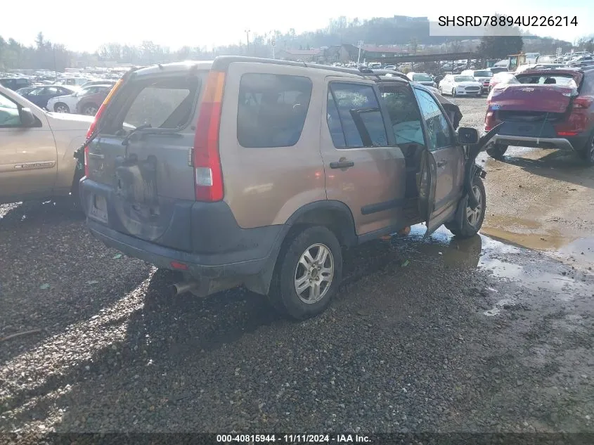 2004 Honda Cr-V Ex VIN: SHSRD78894U226214 Lot: 40815944