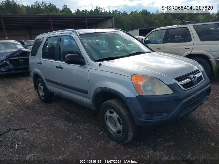 2004 Honda Cr-V Lx VIN: SHSRD68404U207820 Lot: 40816187