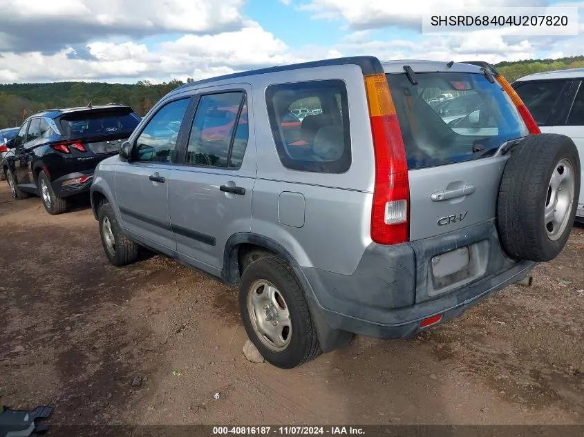 2004 Honda Cr-V Lx VIN: SHSRD68404U207820 Lot: 40816187