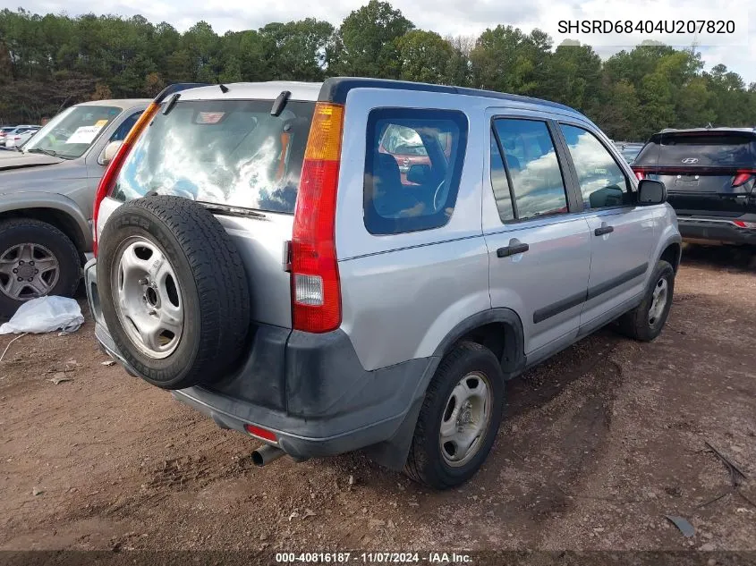 2004 Honda Cr-V Lx VIN: SHSRD68404U207820 Lot: 40816187