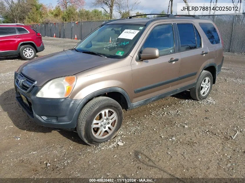 2004 Honda Cr-V Ex VIN: JHLRD78814C025012 Lot: 40820482