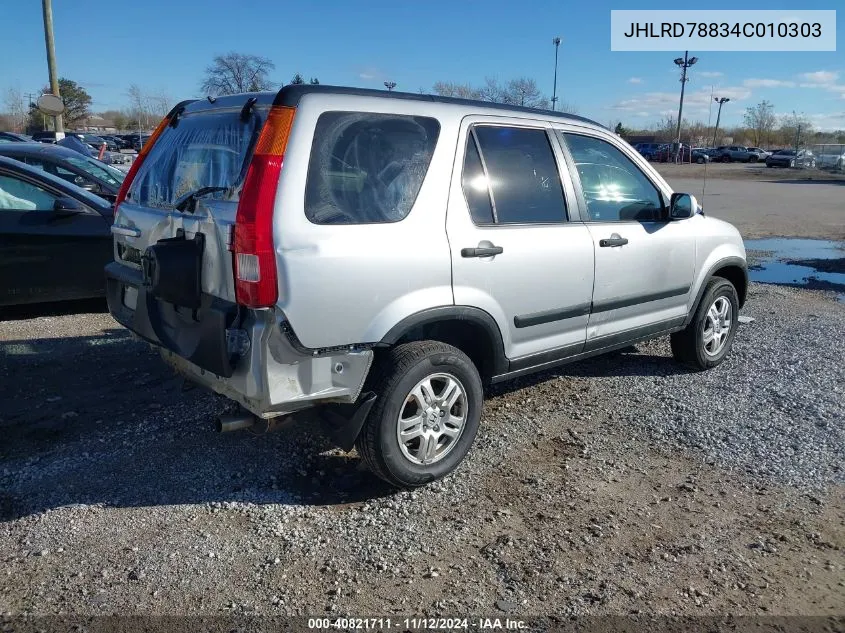 2004 Honda Cr-V Ex VIN: JHLRD78834C010303 Lot: 40821711