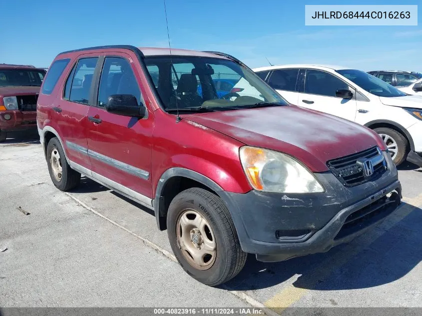 2004 Honda Cr-V Lx VIN: JHLRD68444C016263 Lot: 40823916