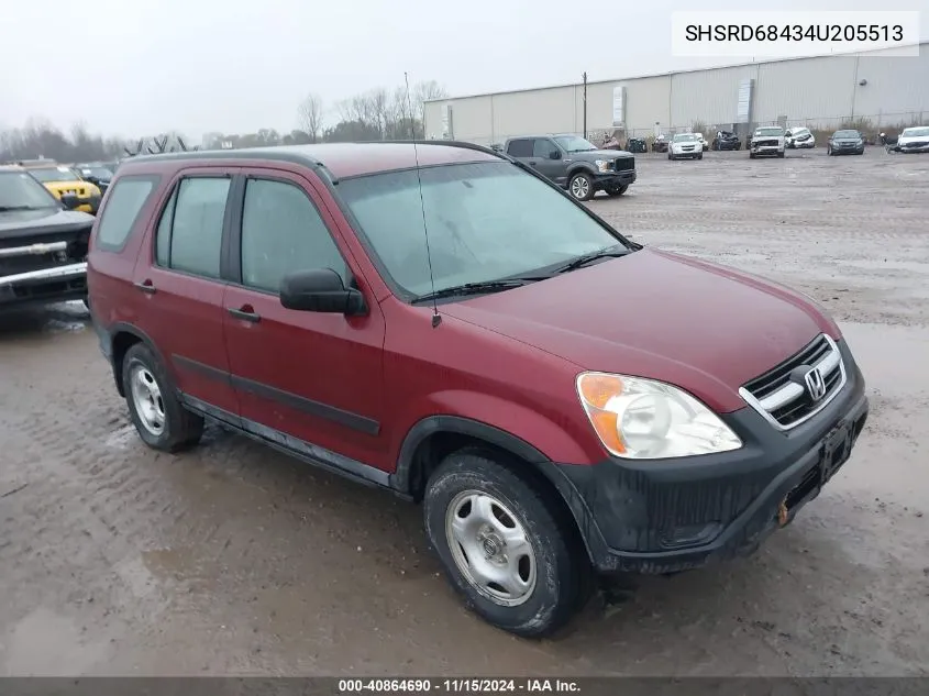 2004 Honda Cr-V Lx VIN: SHSRD68434U205513 Lot: 40864690