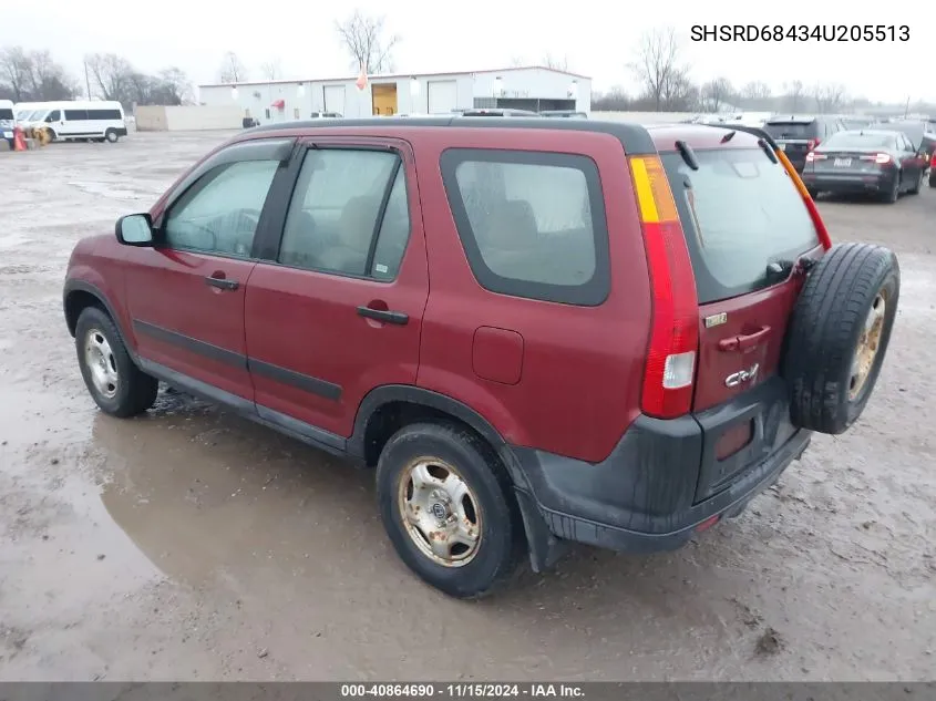 2004 Honda Cr-V Lx VIN: SHSRD68434U205513 Lot: 40864690