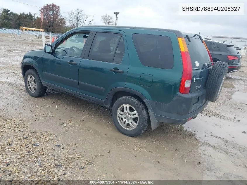 2004 Honda Cr-V Ex VIN: SHSRD78894U208327 Lot: 40875384