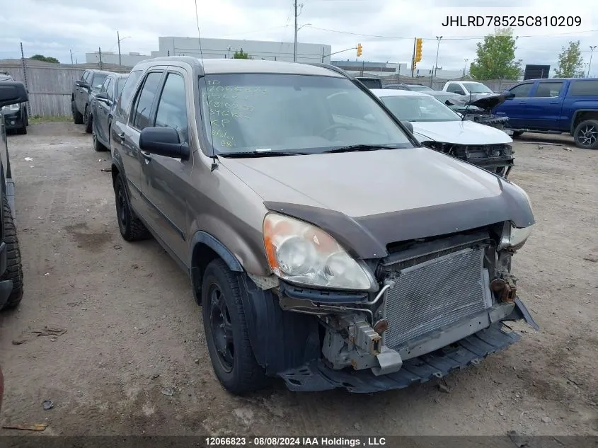 2005 Honda Cr-V Lx VIN: JHLRD78525C810209 Lot: 12066823