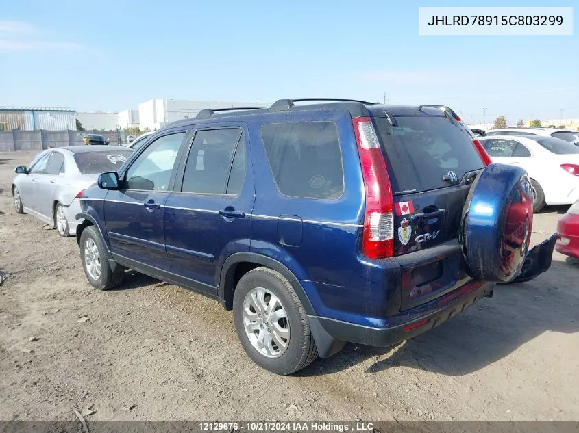 2005 Honda Cr-V VIN: JHLRD78915C803299 Lot: 12129676