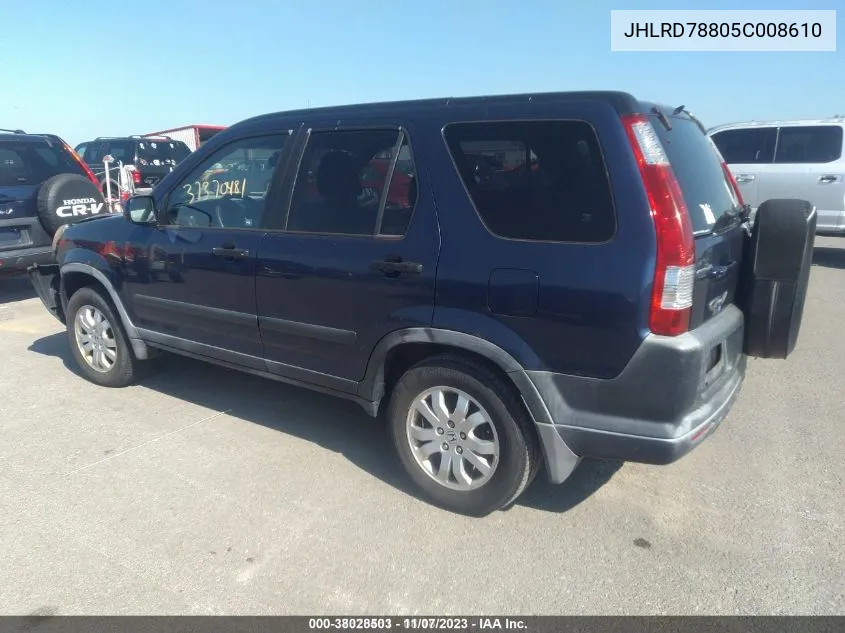 2005 Honda Cr-V Ex VIN: JHLRD78805C008610 Lot: 37370481