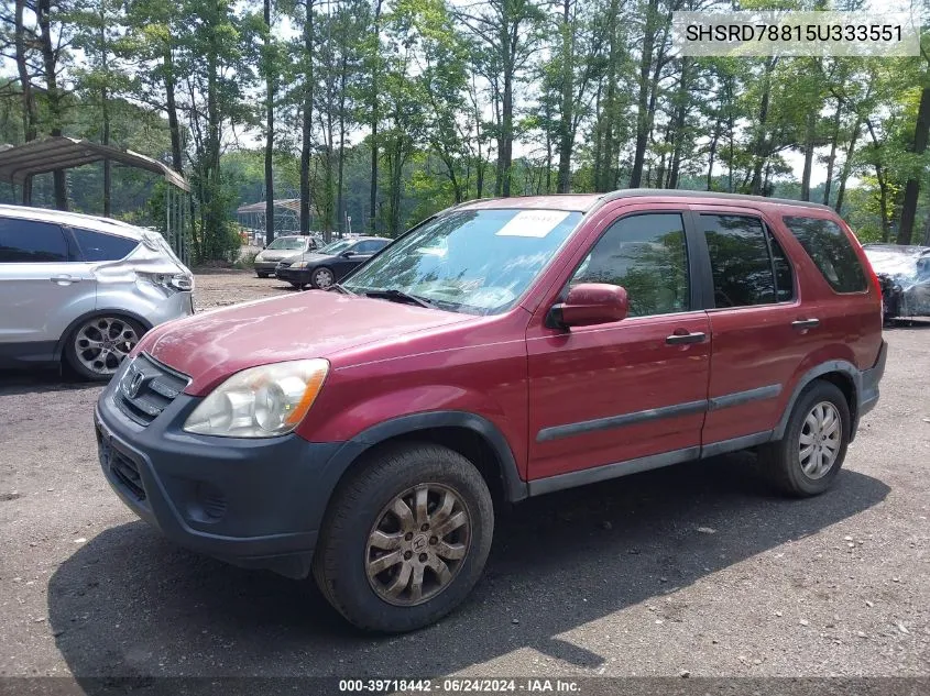 2005 Honda Cr-V Ex VIN: SHSRD78815U333551 Lot: 39718442