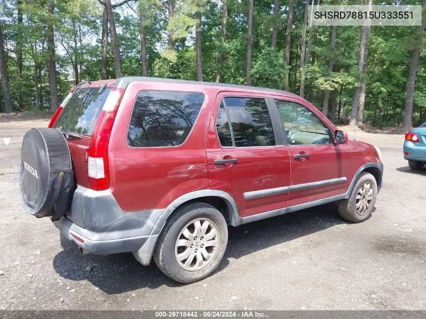 2005 Honda Cr-V Ex VIN: SHSRD78815U333551 Lot: 39718442