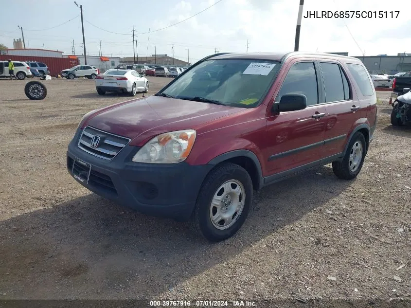 2005 Honda Cr-V Lx VIN: JHLRD68575C015117 Lot: 39767916