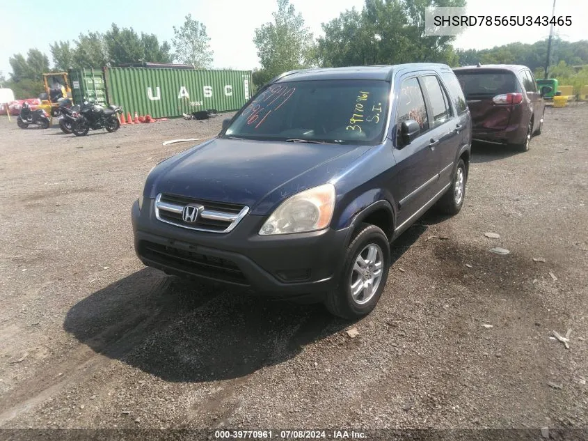 2005 Honda Cr-V Lx VIN: SHSRD78565U343465 Lot: 39770961