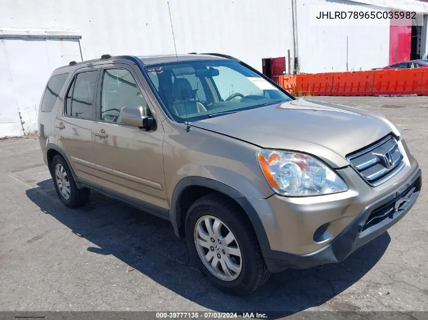 2005 Honda Cr-V Se VIN: JHLRD78965C035982 Lot: 39777135