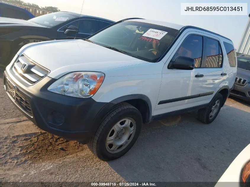 2005 Honda Cr-V Lx VIN: JHLRD68595C013451 Lot: 39948715