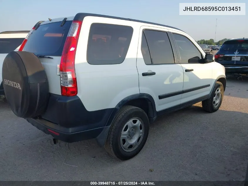 2005 Honda Cr-V Lx VIN: JHLRD68595C013451 Lot: 39948715