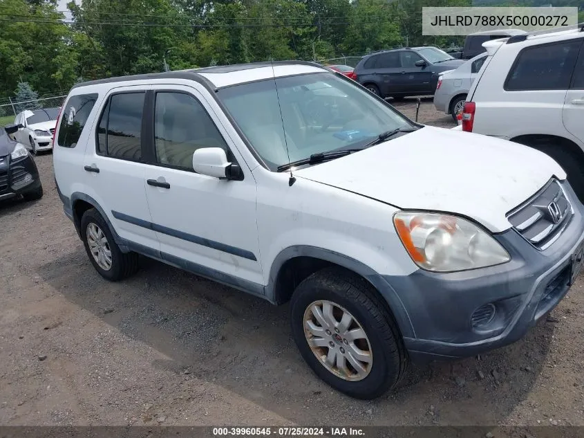 2005 Honda Cr-V Ex VIN: JHLRD788X5C000272 Lot: 39960545