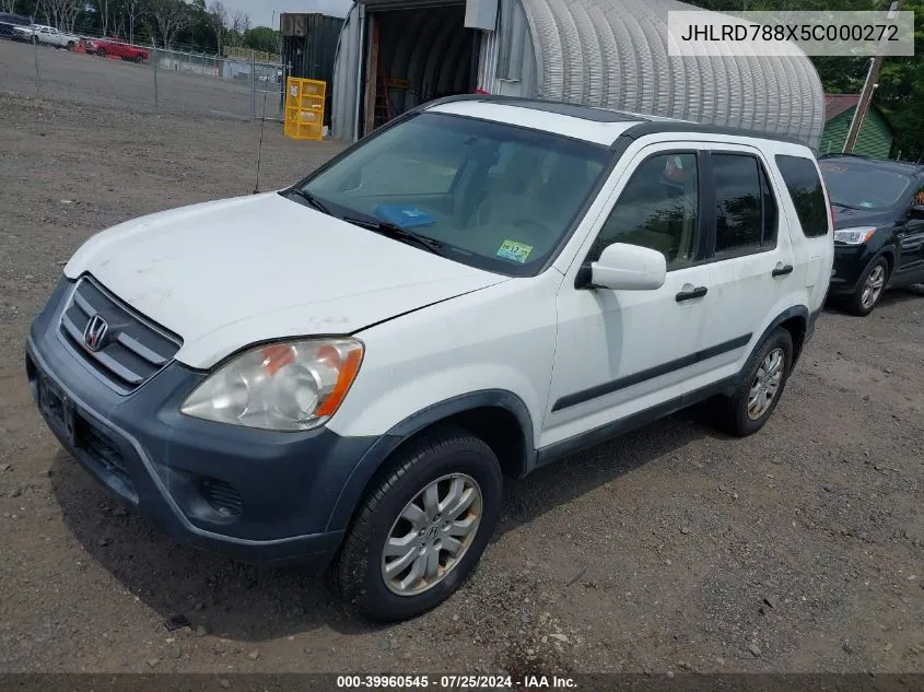 2005 Honda Cr-V Ex VIN: JHLRD788X5C000272 Lot: 39960545