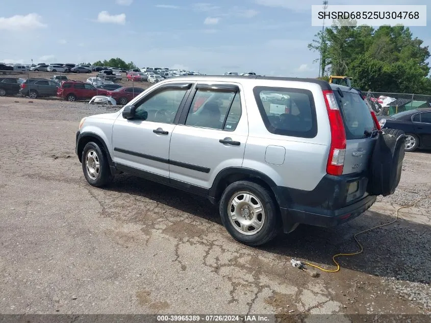 2005 Honda Cr-V Lx VIN: SHSRD68525U304768 Lot: 39965389