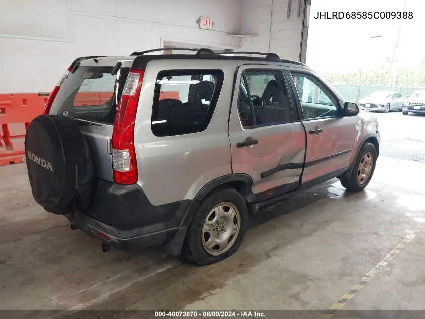 2005 Honda Cr-V Lx VIN: JHLRD68585C009388 Lot: 40073670