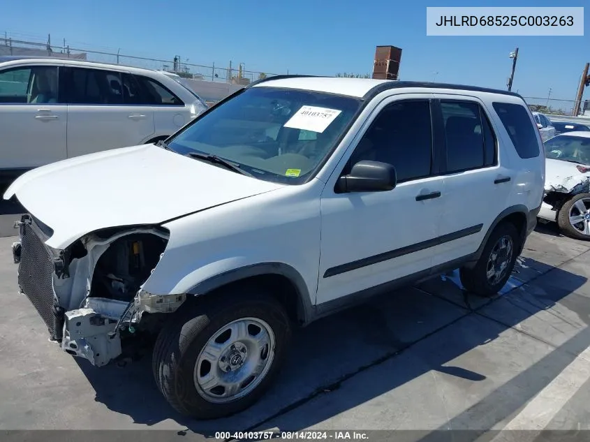 2005 Honda Cr-V Lx VIN: JHLRD68525C003263 Lot: 40103757