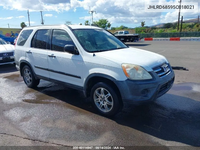 2005 Honda Cr-V Lx VIN: JHLRD68595C018021 Lot: 40114947