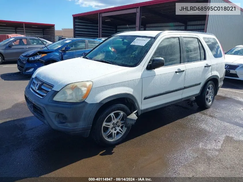 2005 Honda Cr-V Lx VIN: JHLRD68595C018021 Lot: 40114947