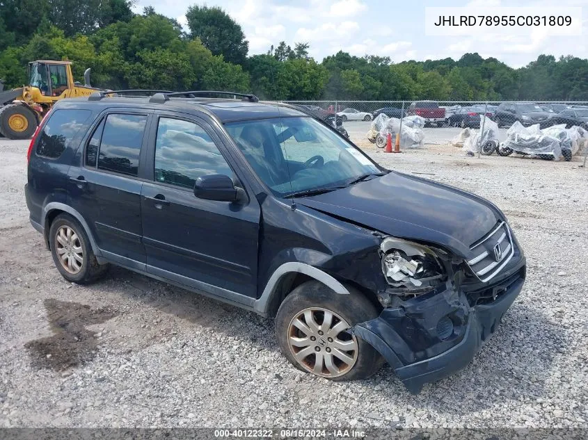 2005 Honda Cr-V Se VIN: JHLRD78955C031809 Lot: 40122322