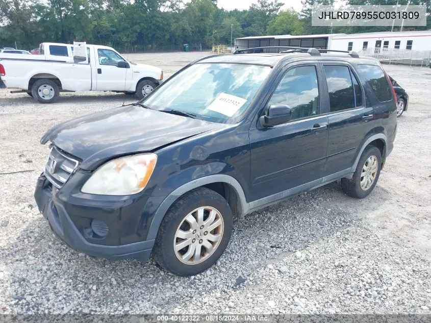 2005 Honda Cr-V Se VIN: JHLRD78955C031809 Lot: 40122322