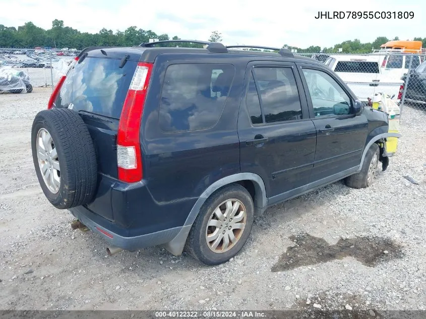 2005 Honda Cr-V Se VIN: JHLRD78955C031809 Lot: 40122322