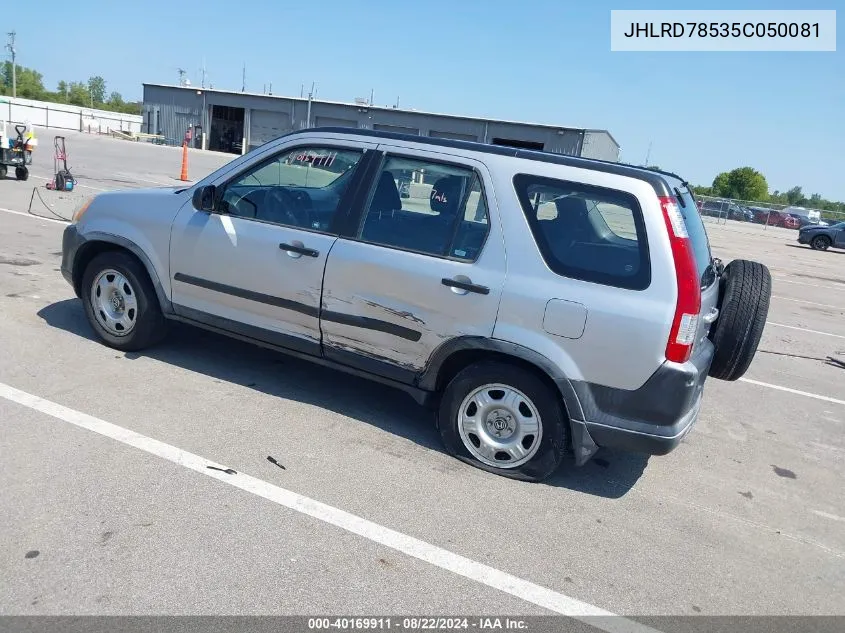 2005 Honda Cr-V Lx VIN: JHLRD78535C050081 Lot: 40169911