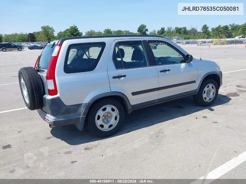 2005 Honda Cr-V Lx VIN: JHLRD78535C050081 Lot: 40169911