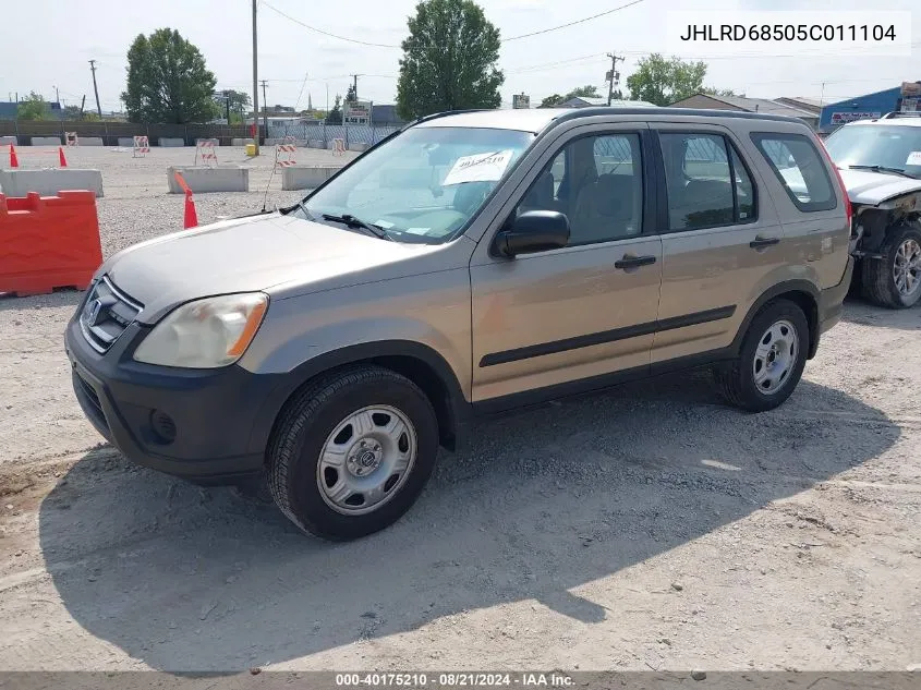 2005 Honda Cr-V Lx VIN: JHLRD68505C011104 Lot: 40175210