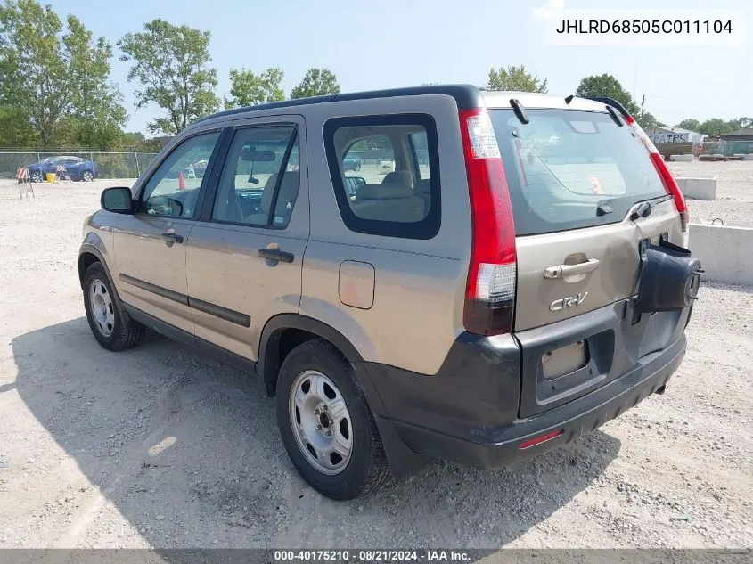 2005 Honda Cr-V Lx VIN: JHLRD68505C011104 Lot: 40175210