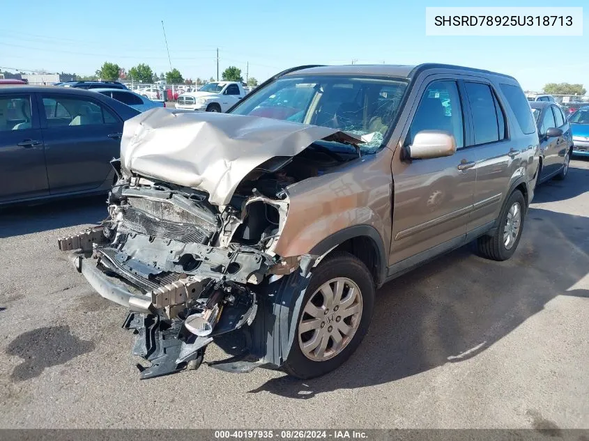 2005 Honda Cr-V Se VIN: SHSRD78925U318713 Lot: 40197935