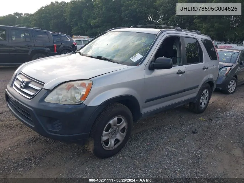 2005 Honda Cr-V Lx VIN: JHLRD78595C004626 Lot: 40201111