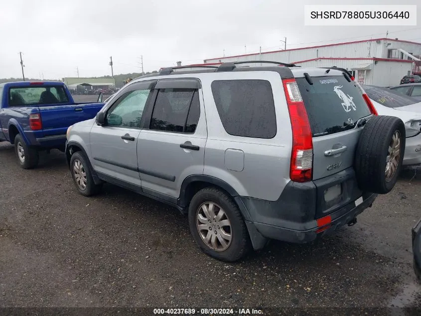 2005 Honda Cr-V Ex VIN: SHSRD78805U306440 Lot: 40237689