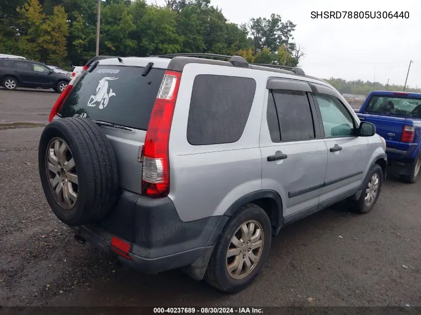 2005 Honda Cr-V Ex VIN: SHSRD78805U306440 Lot: 40237689