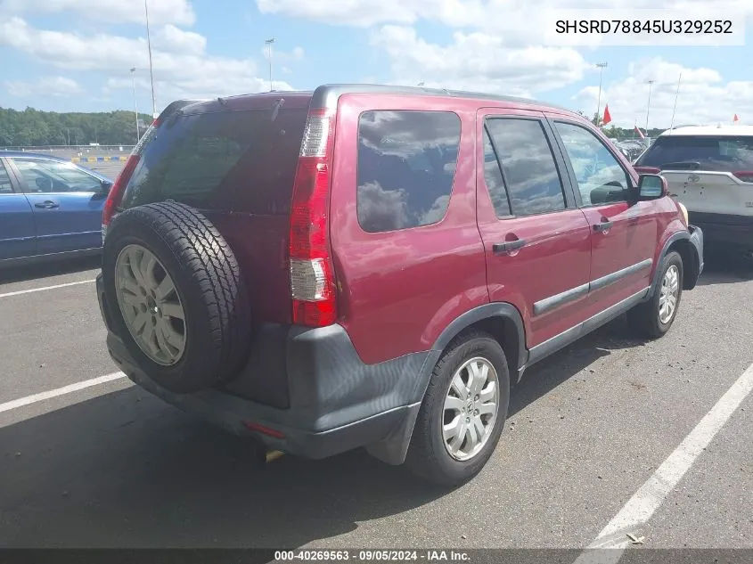 2005 Honda Cr-V Ex VIN: SHSRD78845U329252 Lot: 40269563