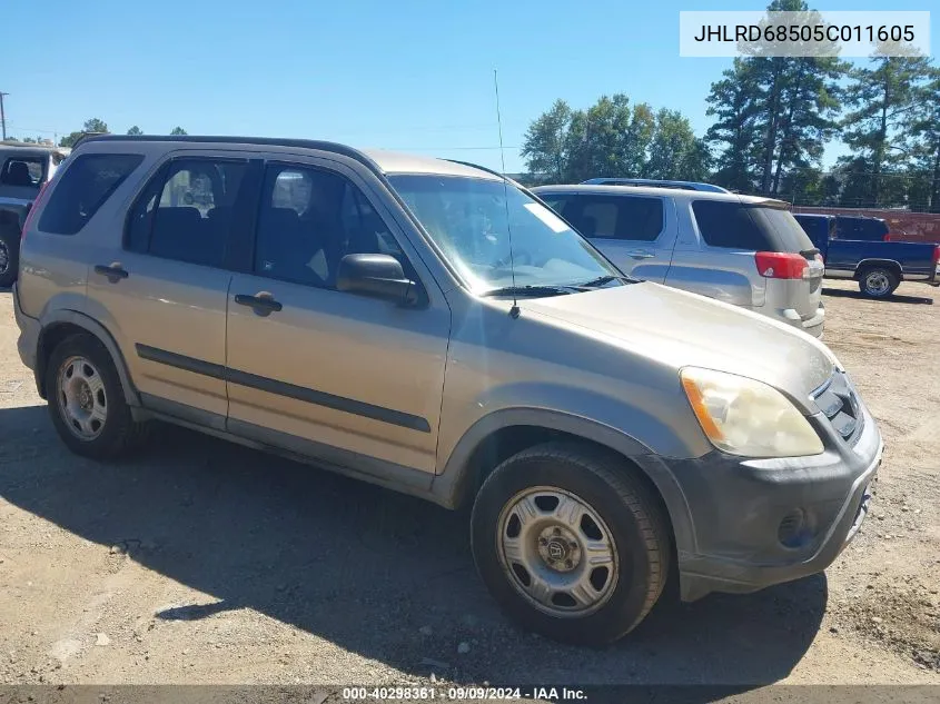 2005 Honda Cr-V Lx VIN: JHLRD68505C011605 Lot: 40298361