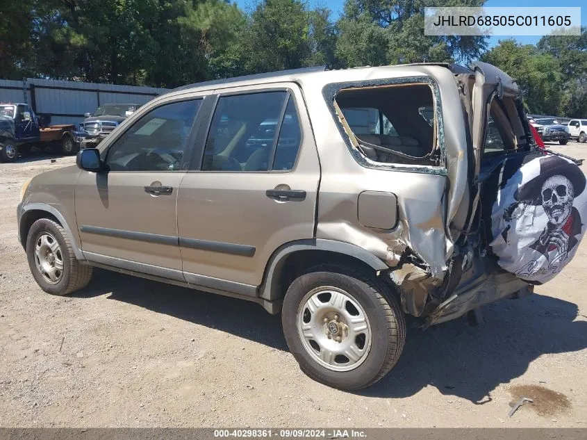 2005 Honda Cr-V Lx VIN: JHLRD68505C011605 Lot: 40298361