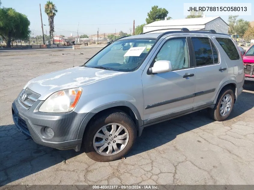 2005 Honda Cr-V Ex VIN: JHLRD78815C058013 Lot: 40302377