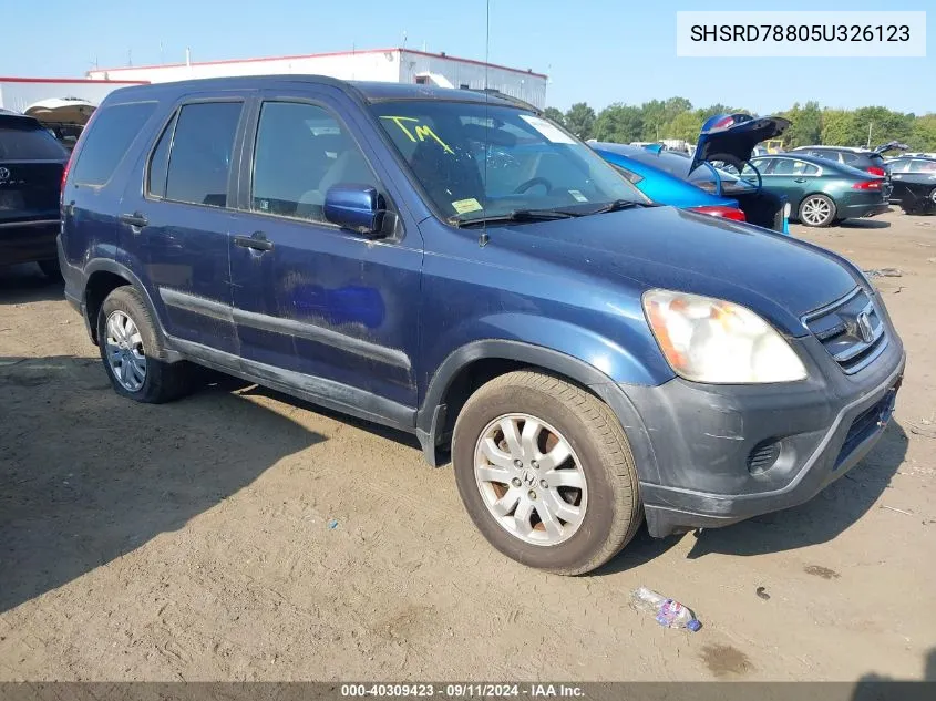 2005 Honda Cr-V Ex VIN: SHSRD78805U326123 Lot: 40309423