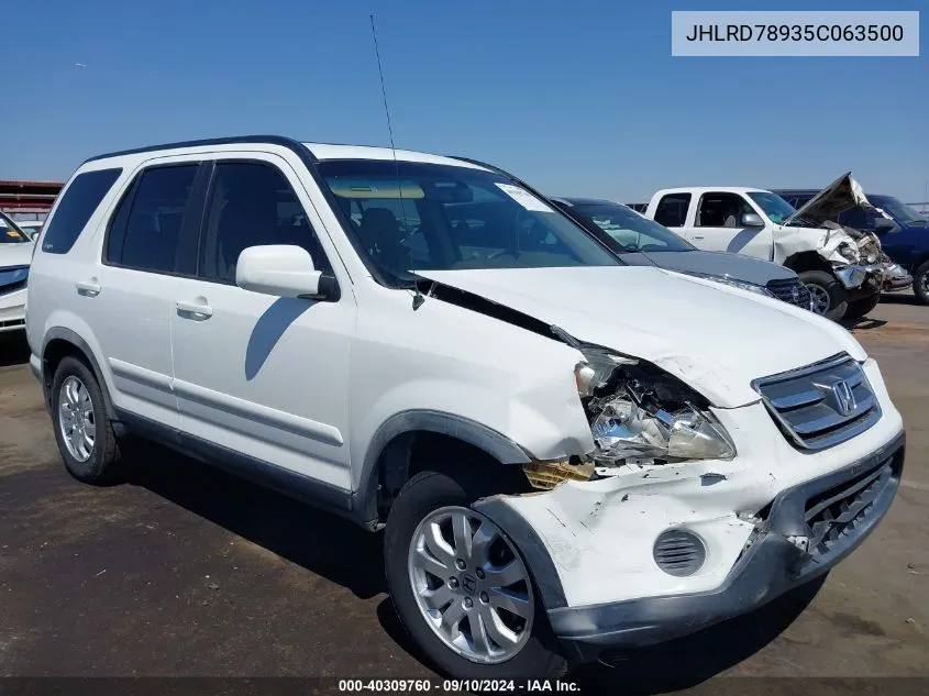 2005 Honda Cr-V Se VIN: JHLRD78935C063500 Lot: 40309760